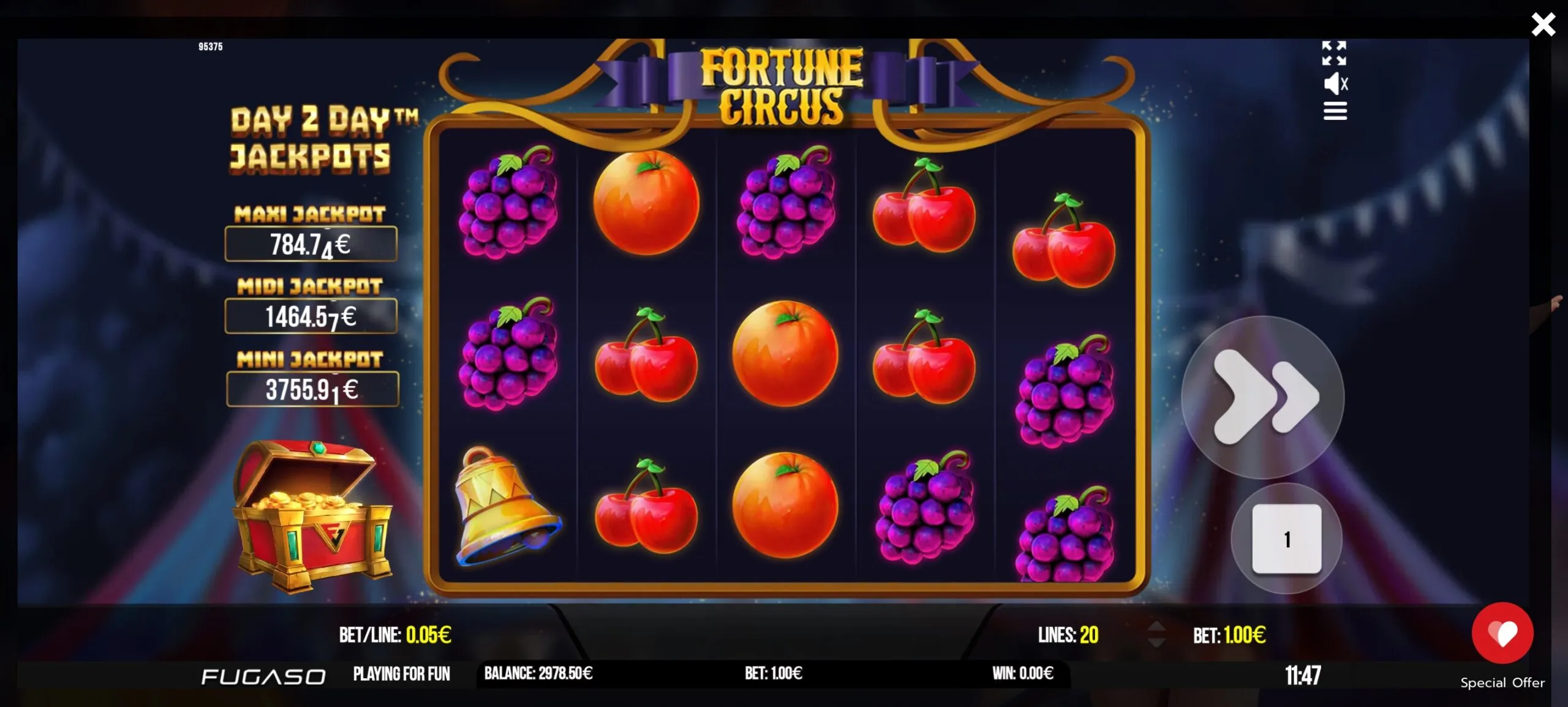 Fortune Circus Homescreen