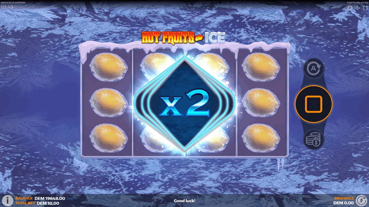 Hot Fruits on Ice Multiplier Screen
