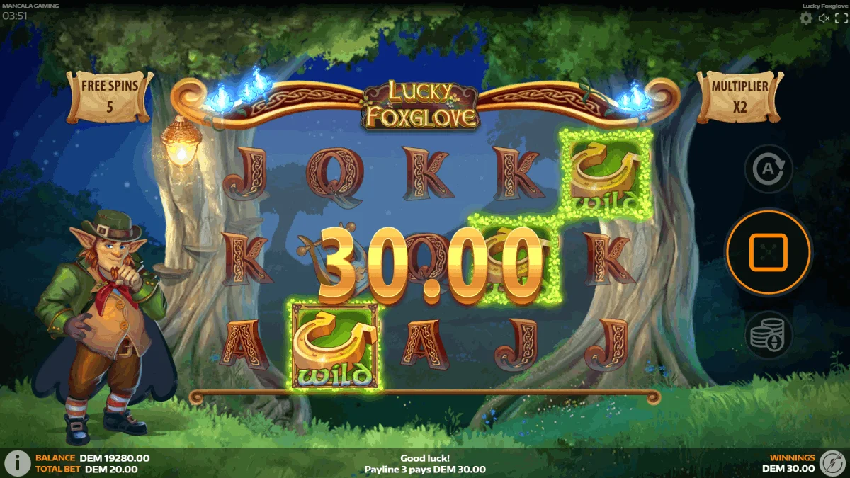 Lucky Foxglove Wild Win Screen