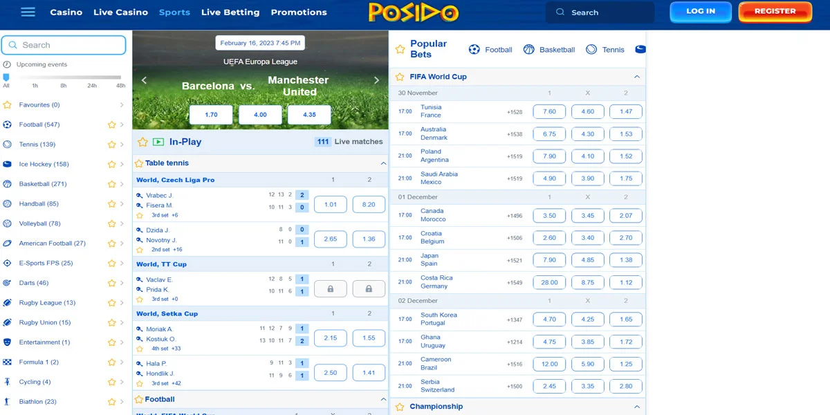 Posido Casino SportsBook Section