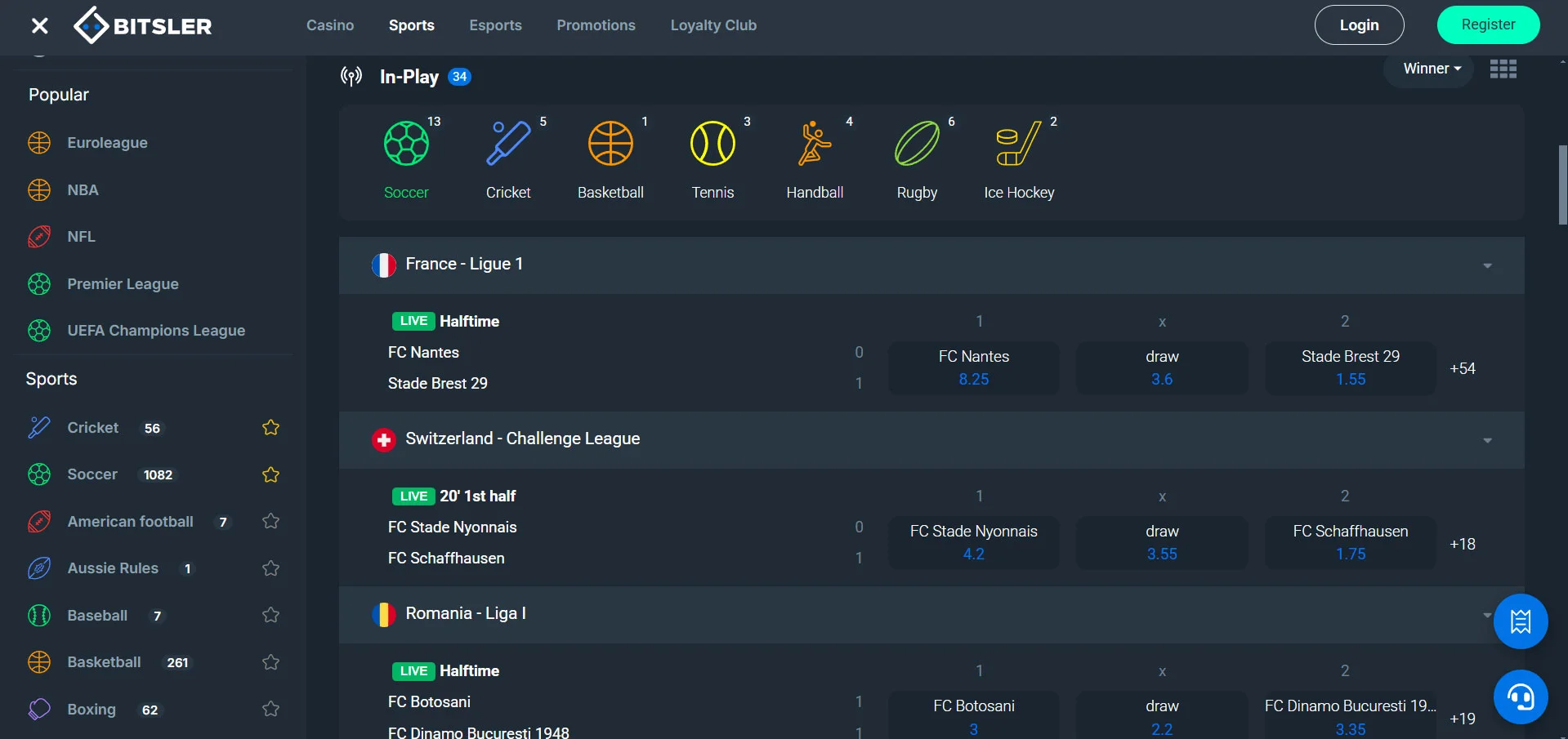 Bitsler Casino Sportsbook