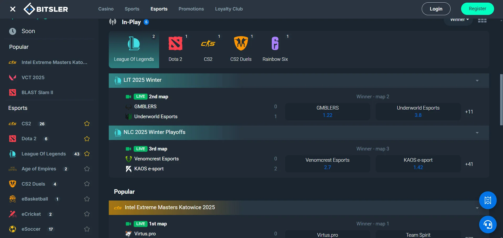 Bitsler Casino ESports