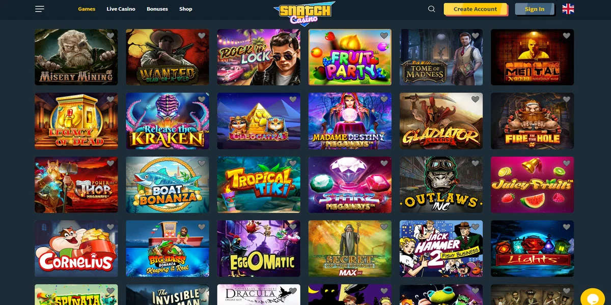 Snatch Casino Slots Section