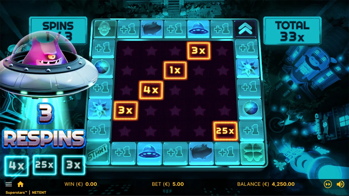 Superstars Bonus Game Respins