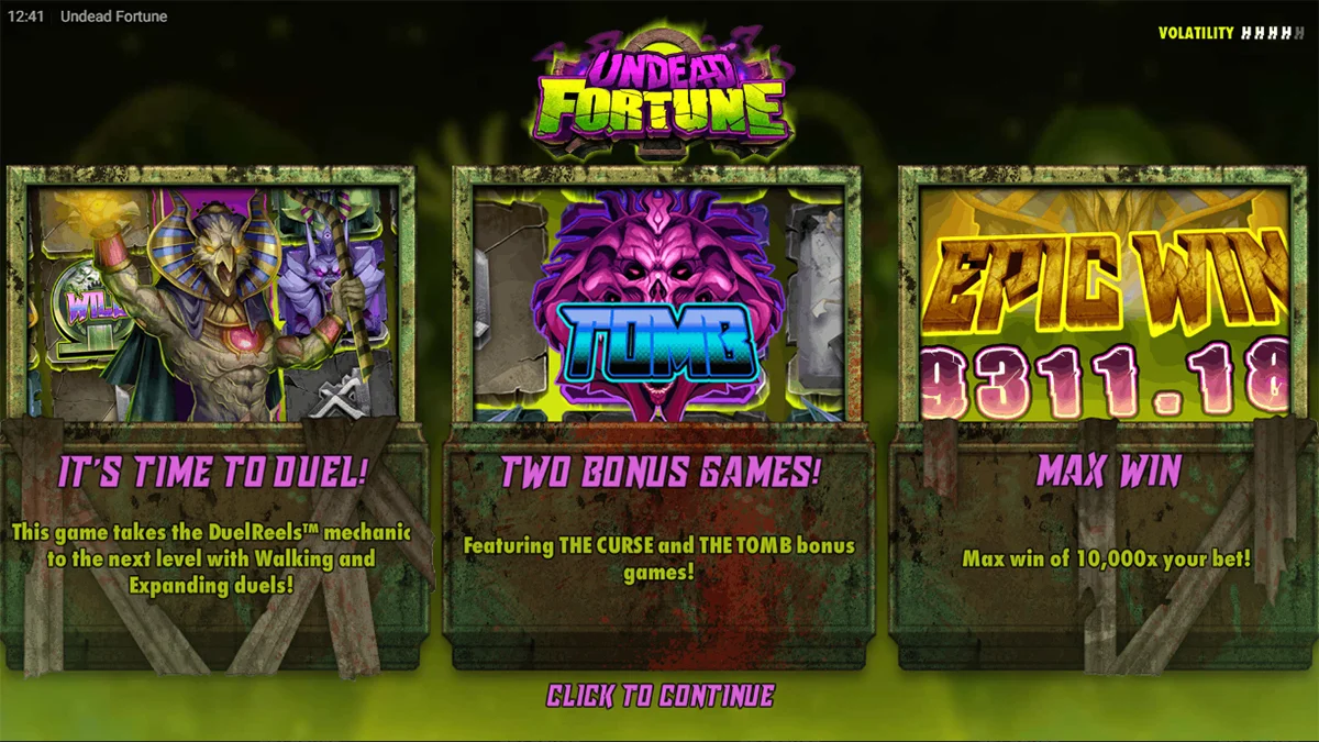 Undead Fortunes Homescreen