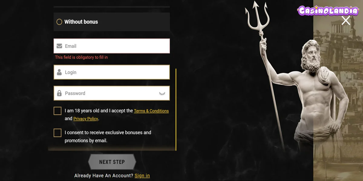 Casinoly Casino Registration