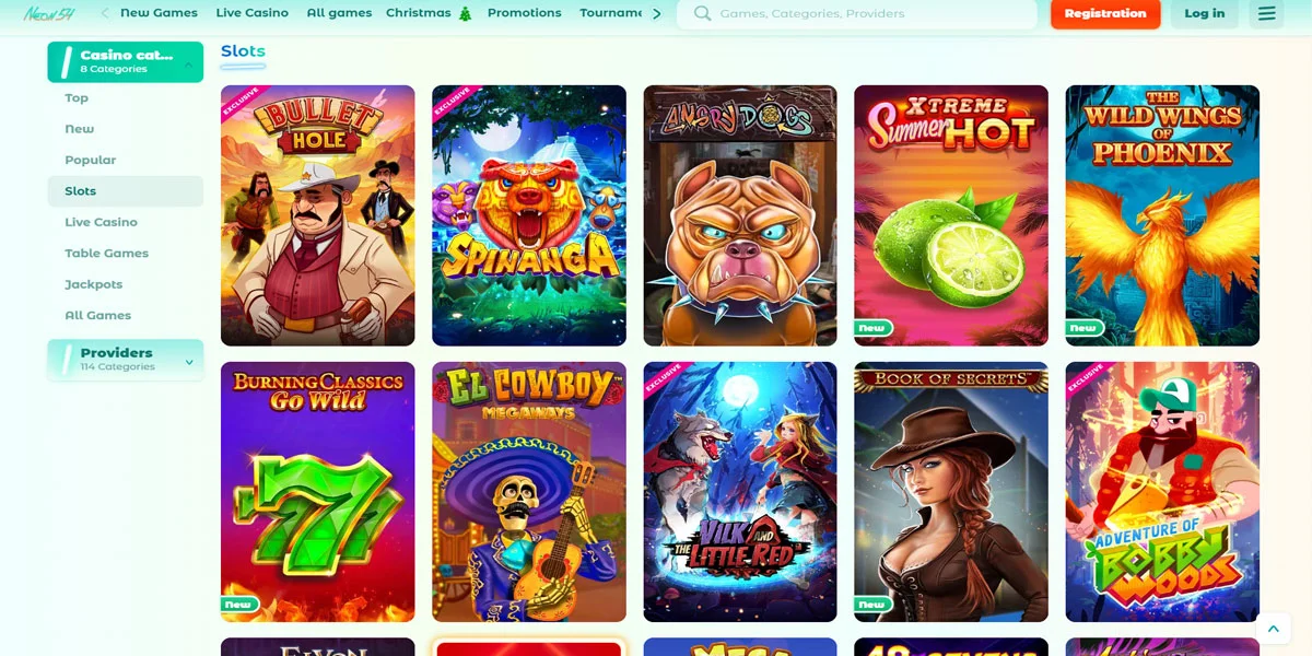 Neon54 Casino Slots Section