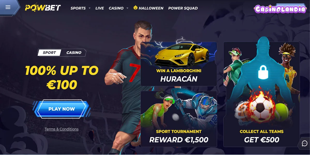 PowBet Casino Home Screen