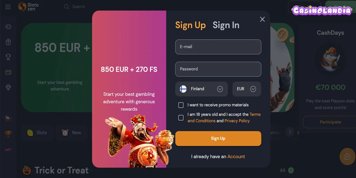 Slotozen Casino Registration