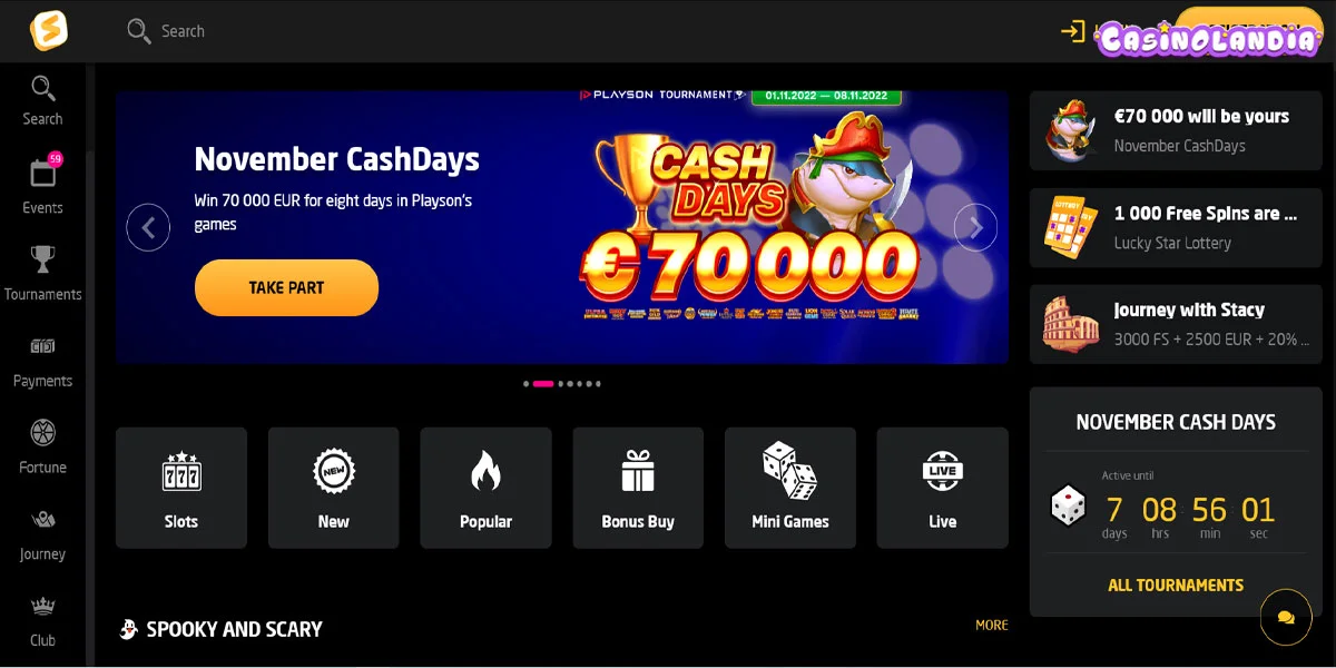 StayCasino Home Screen