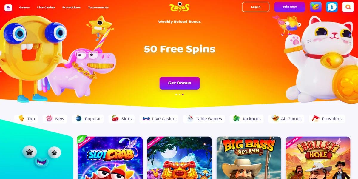 7Signs Casino Home Screen