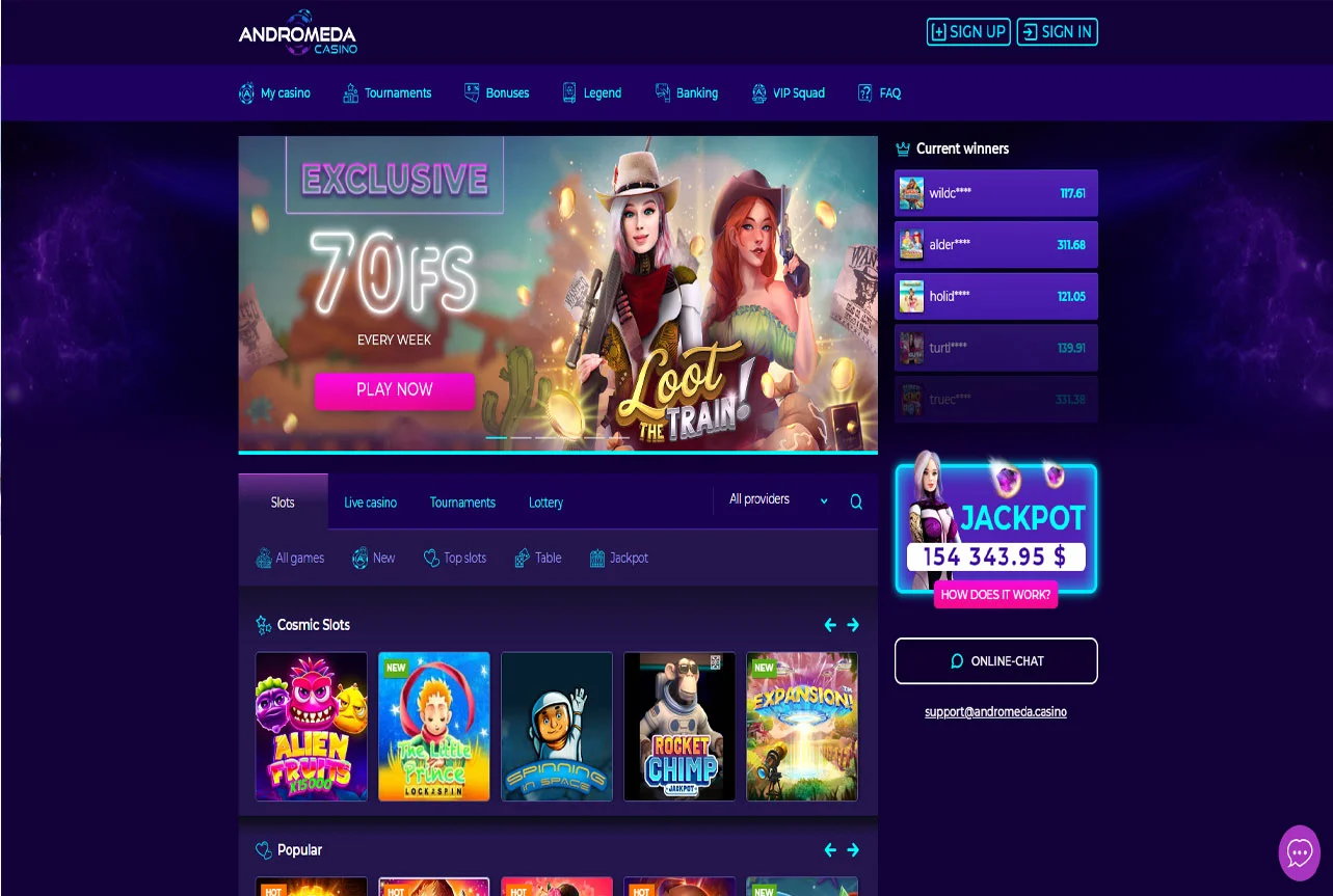 Andromeda Casino Desktop View