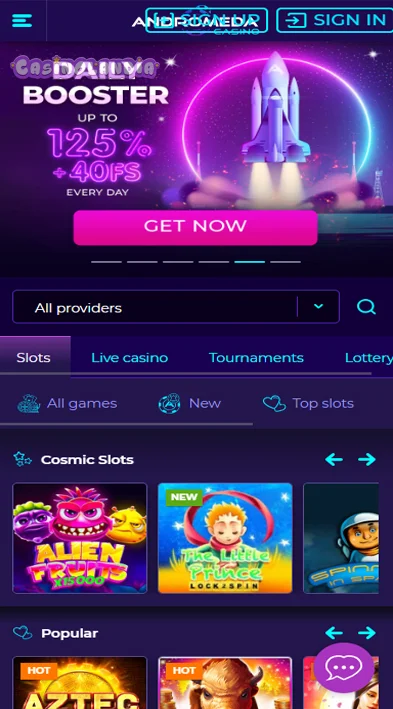 Andromeda Casino Mobile View