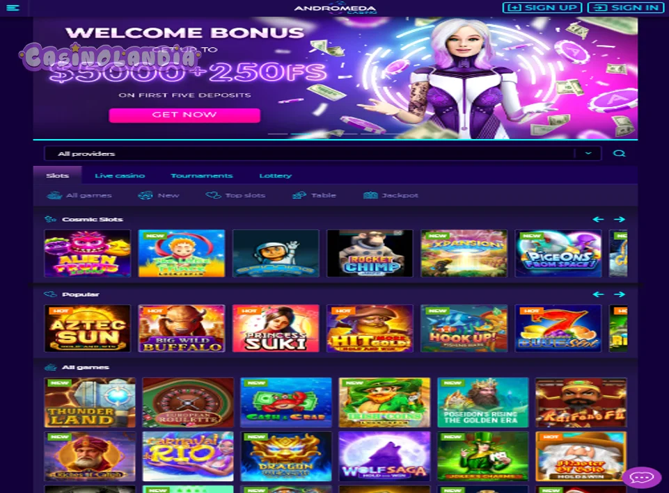 Andromeda Casino Tablet View Landscape
