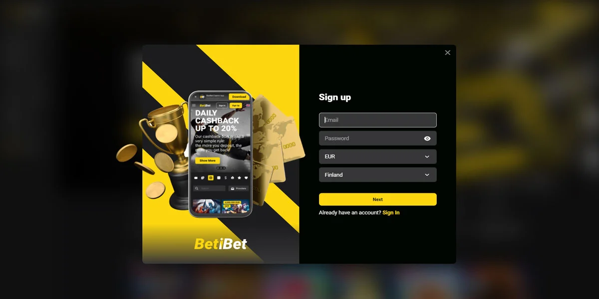 Betibet Casino Registration Form