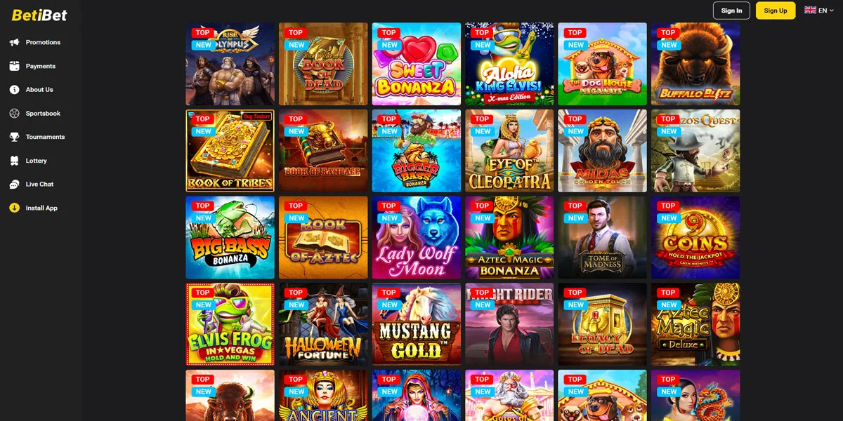 Betibet Casino Slots Section