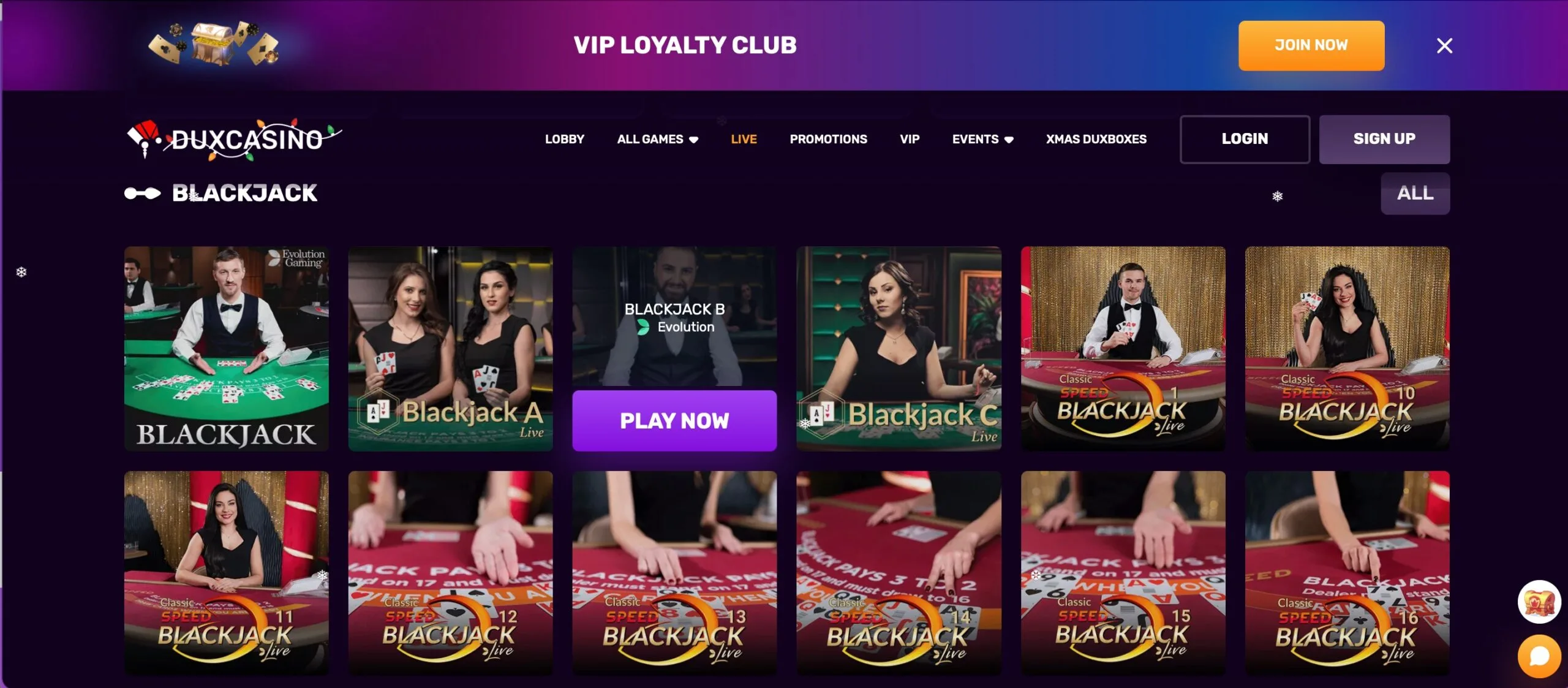 Duxcasino Casino Live Games