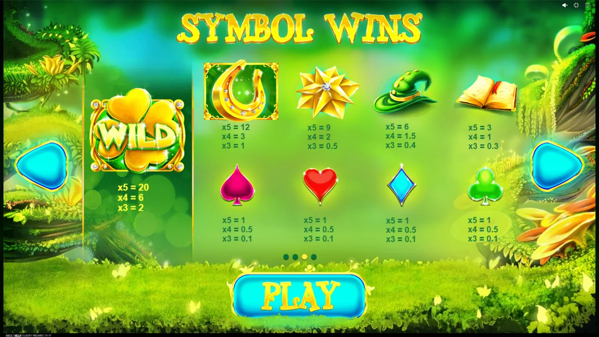 Lucky Wizard Paytable