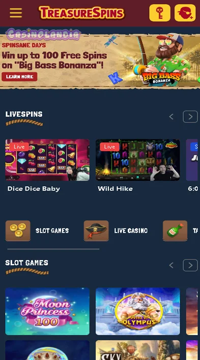 Mobile View tresure Spins casinos