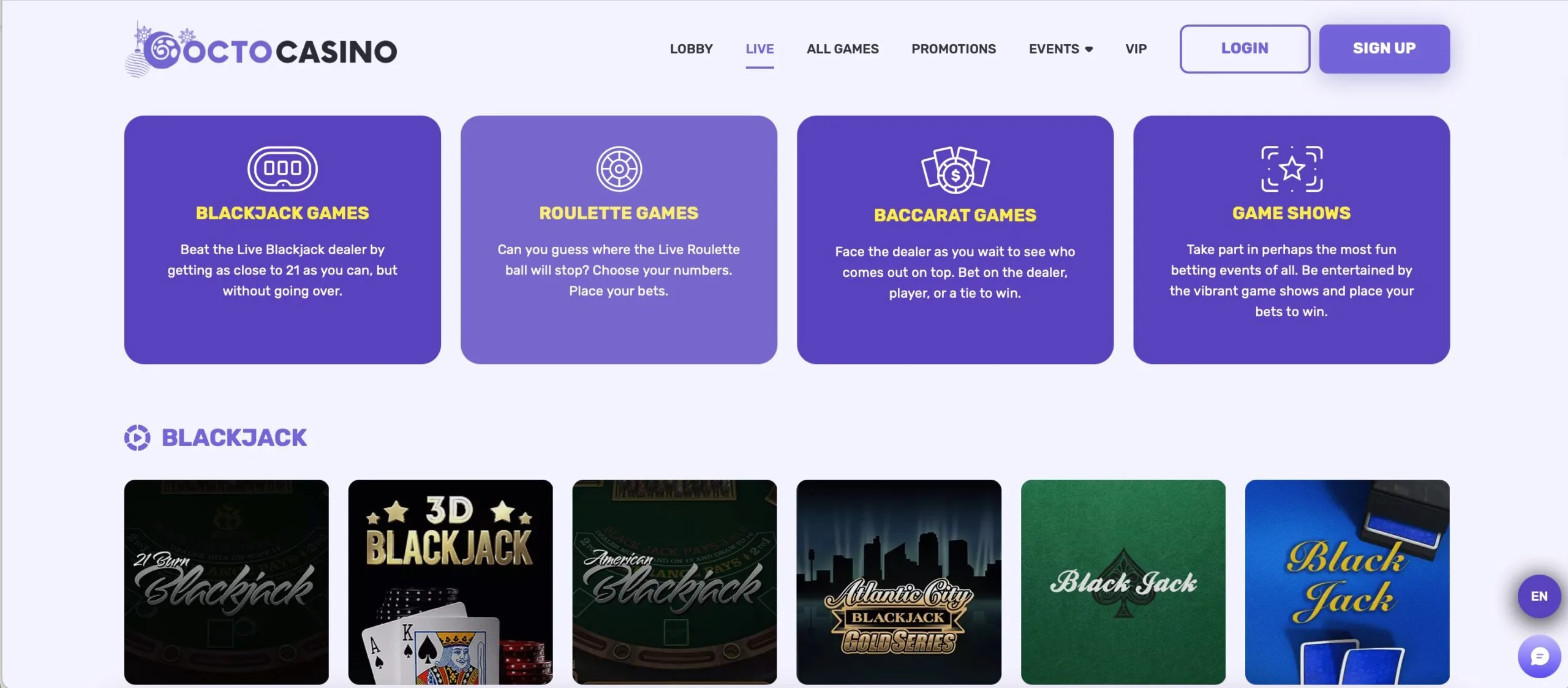 Octocasino Casino Live Games