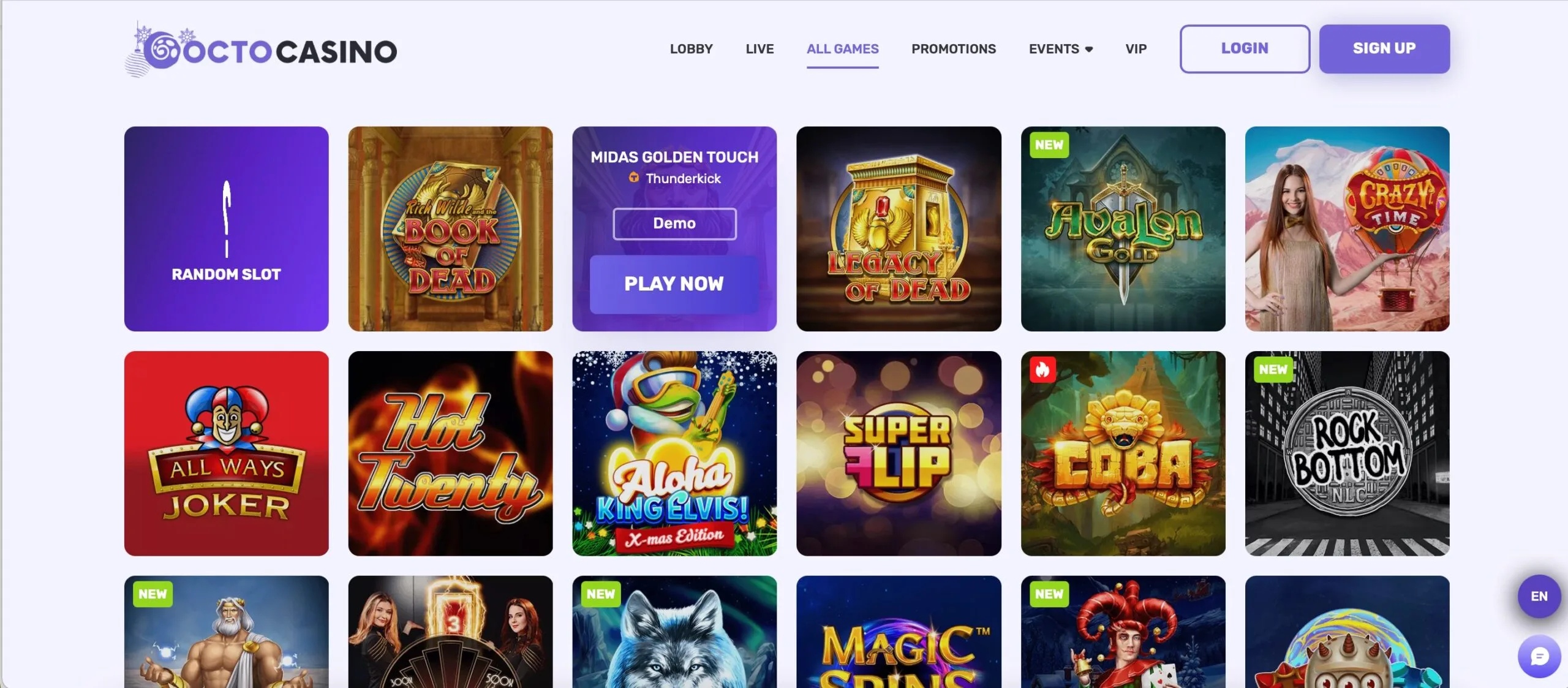 Octocasino Casino Games