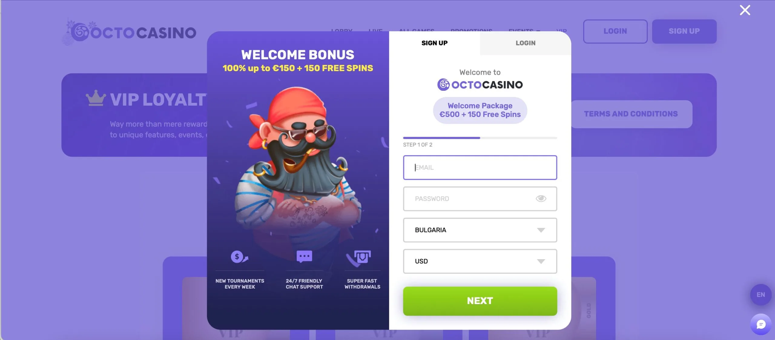 Octocasino Casino Register