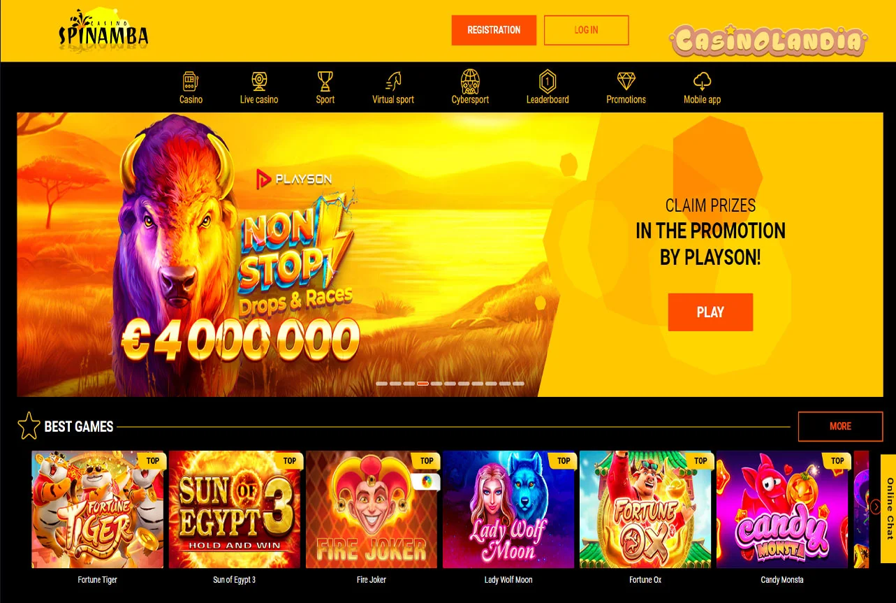 Spinamba Casino Desktop View