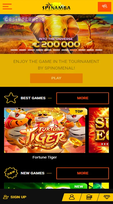 Spinamba Casino Mobile View