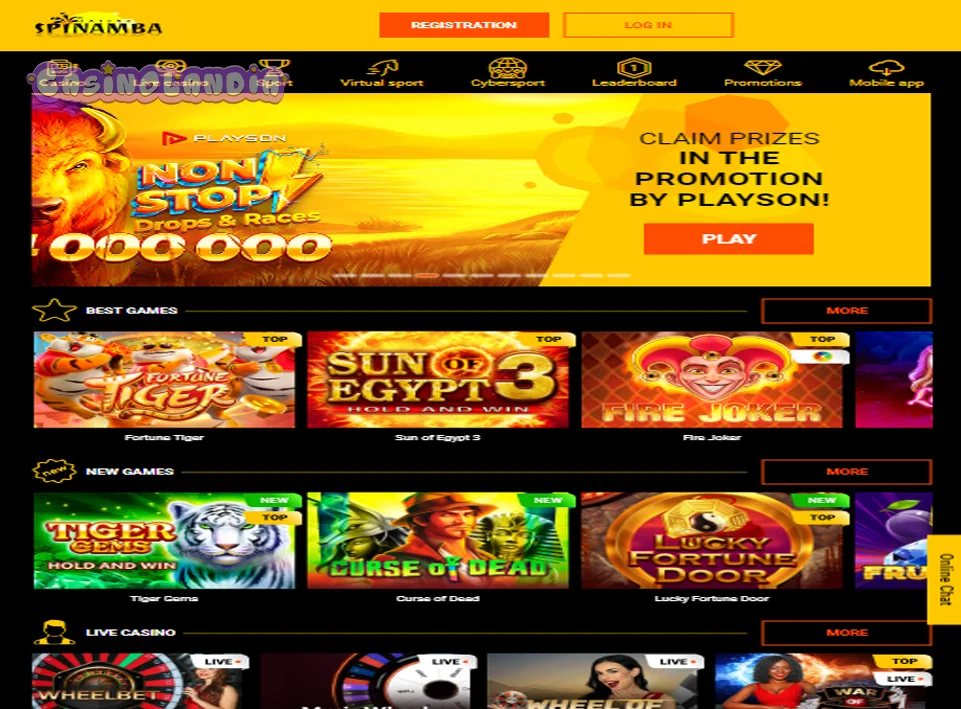 Spinamba Casinos Tablet View Landscape