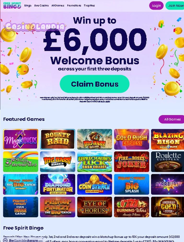 Tablet View V Free Spirit Bingo