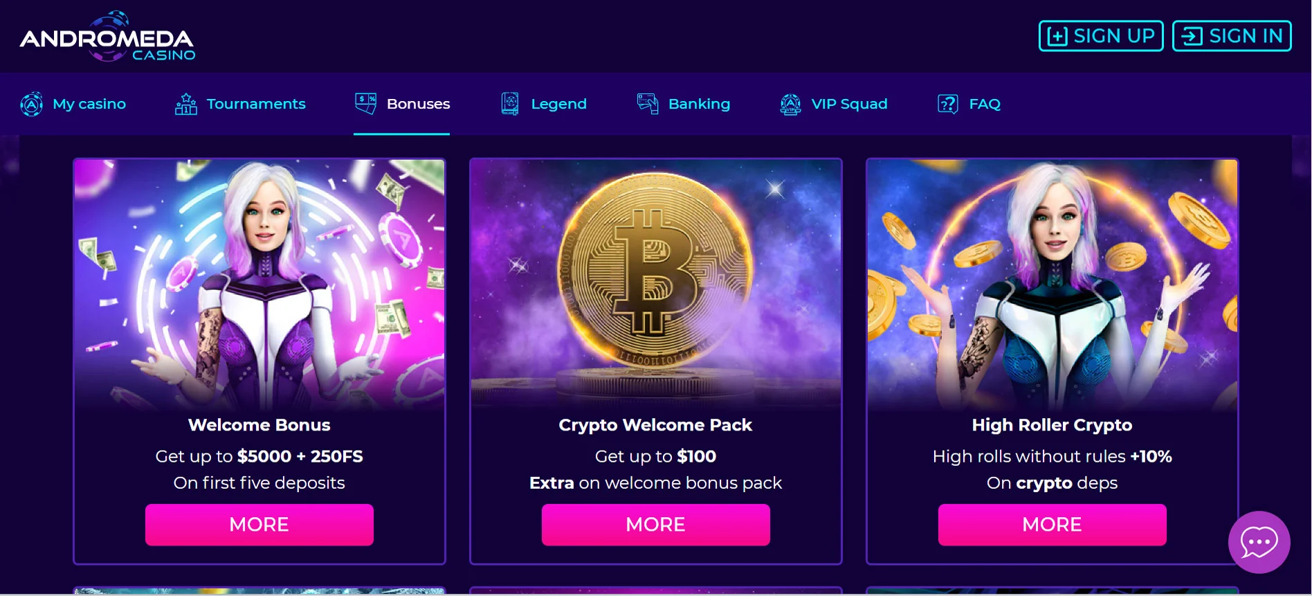 Andromeda Casino Bonuses