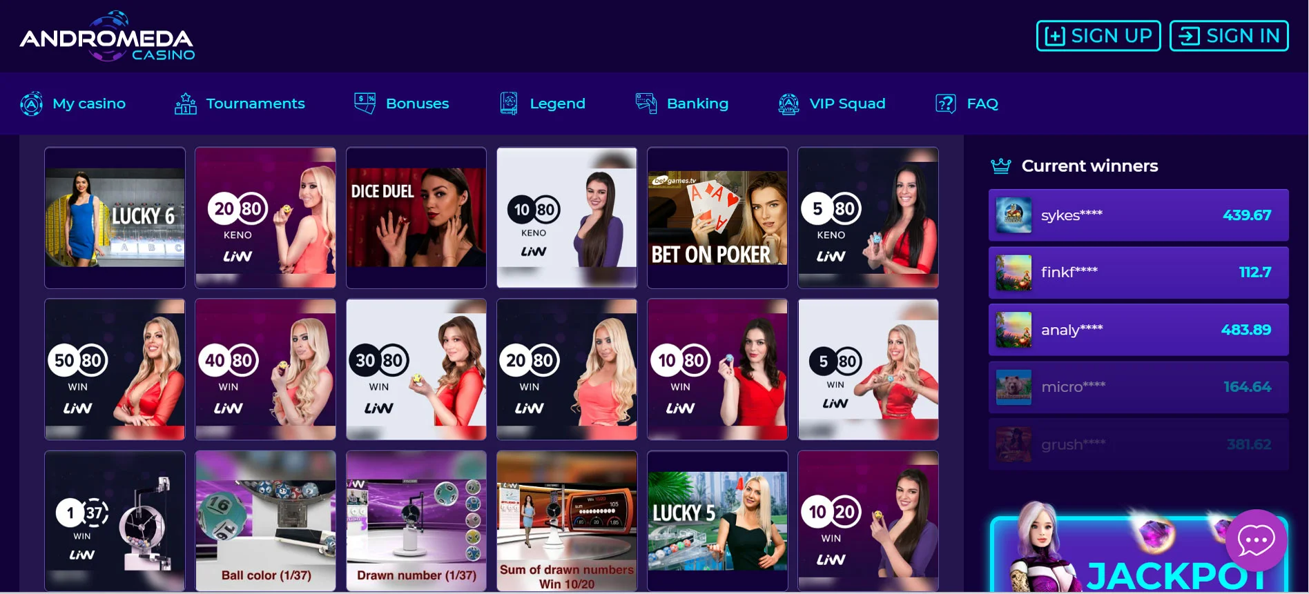 Andromeda Casino Live Casino