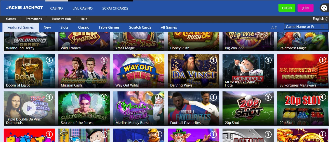 Jackie Jackpot Casino Games