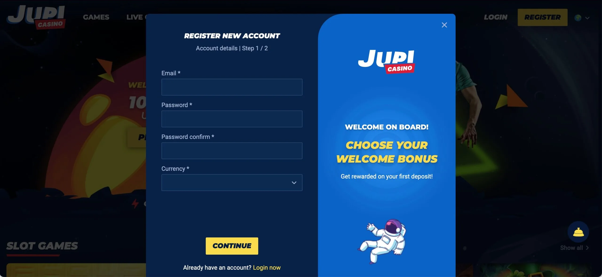 Jupi Casino Registration
