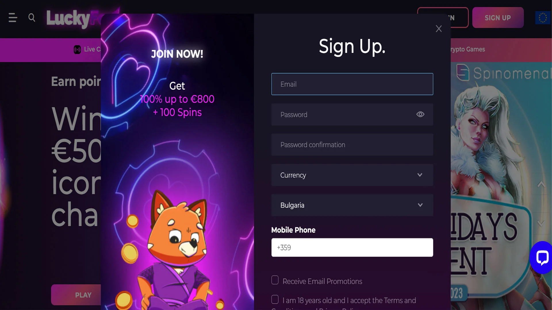 Lucky Fox Casino Registration