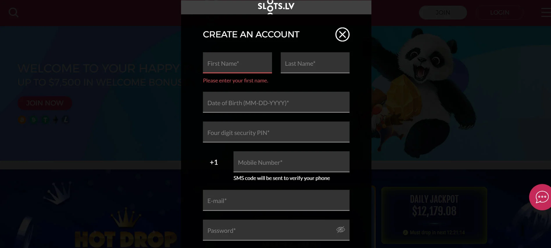 Slots LV Casino Registration