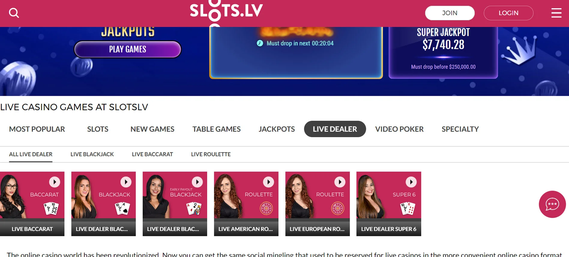 Slots LV Casino Live Casino