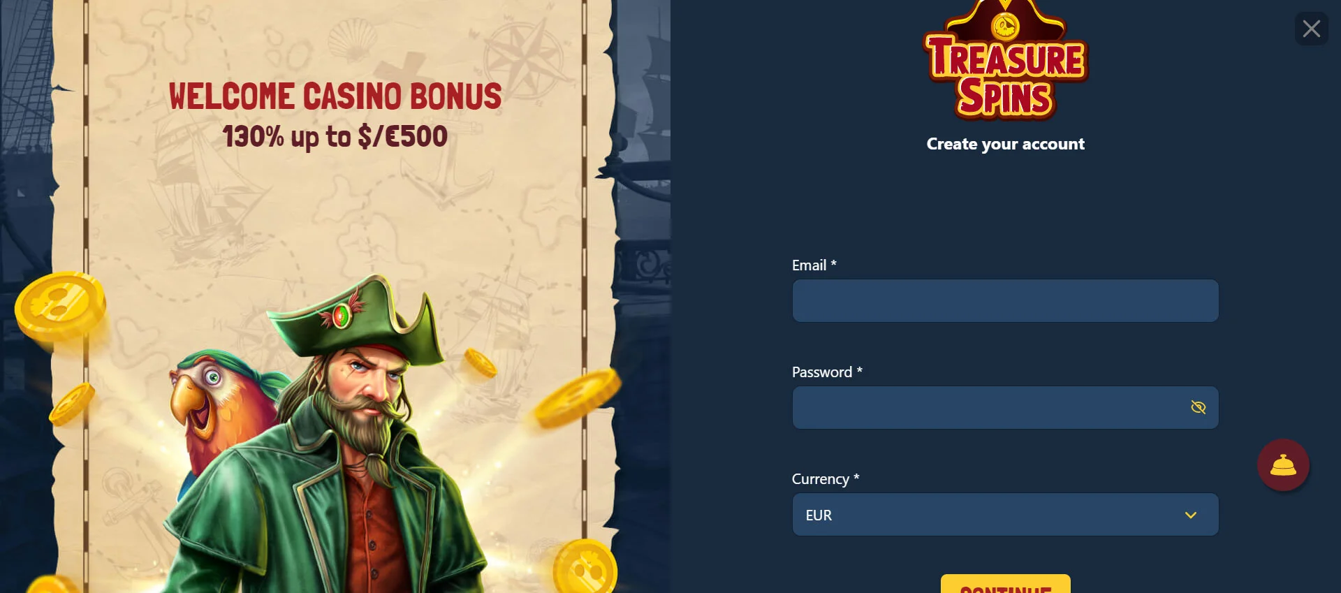 Treasure Spins Casino Registration