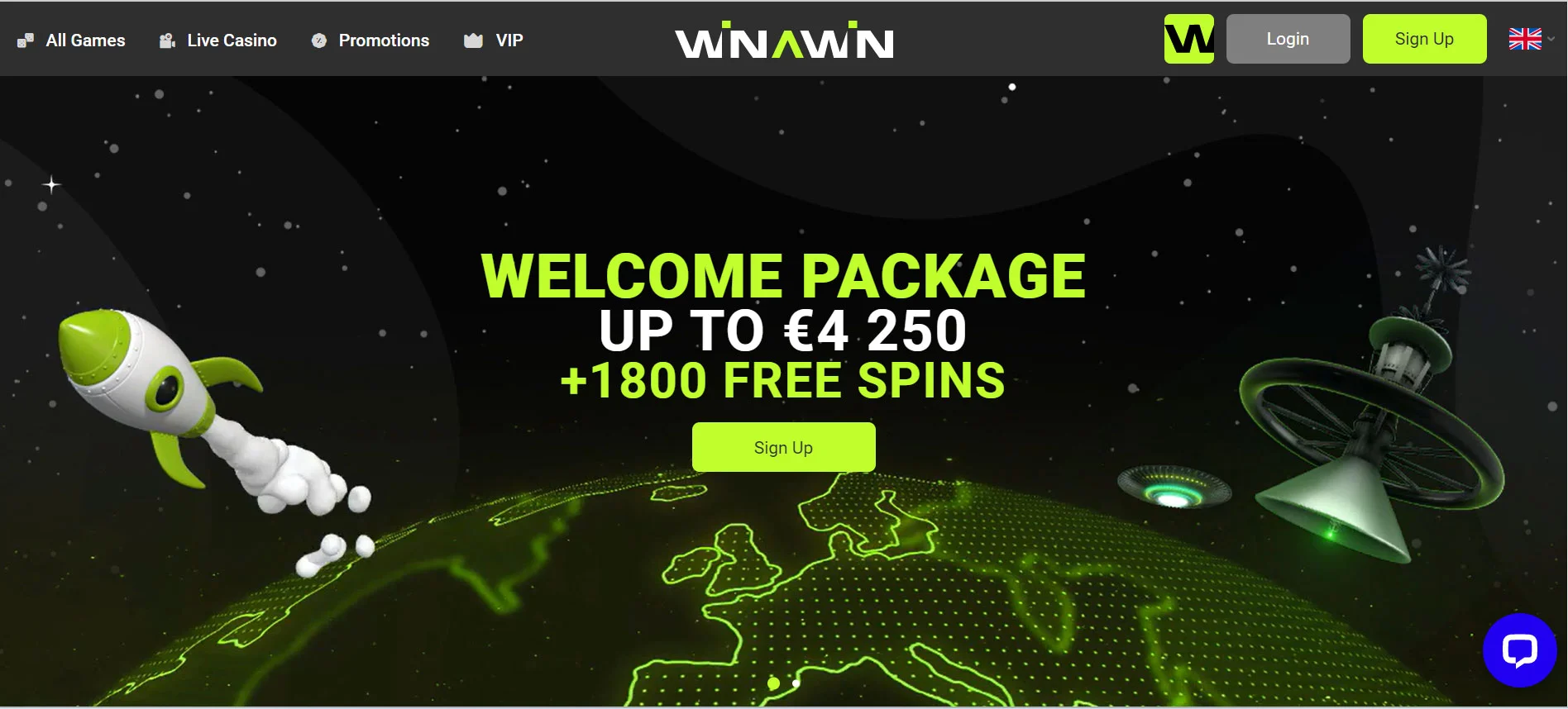Winawin Casino Home Screen