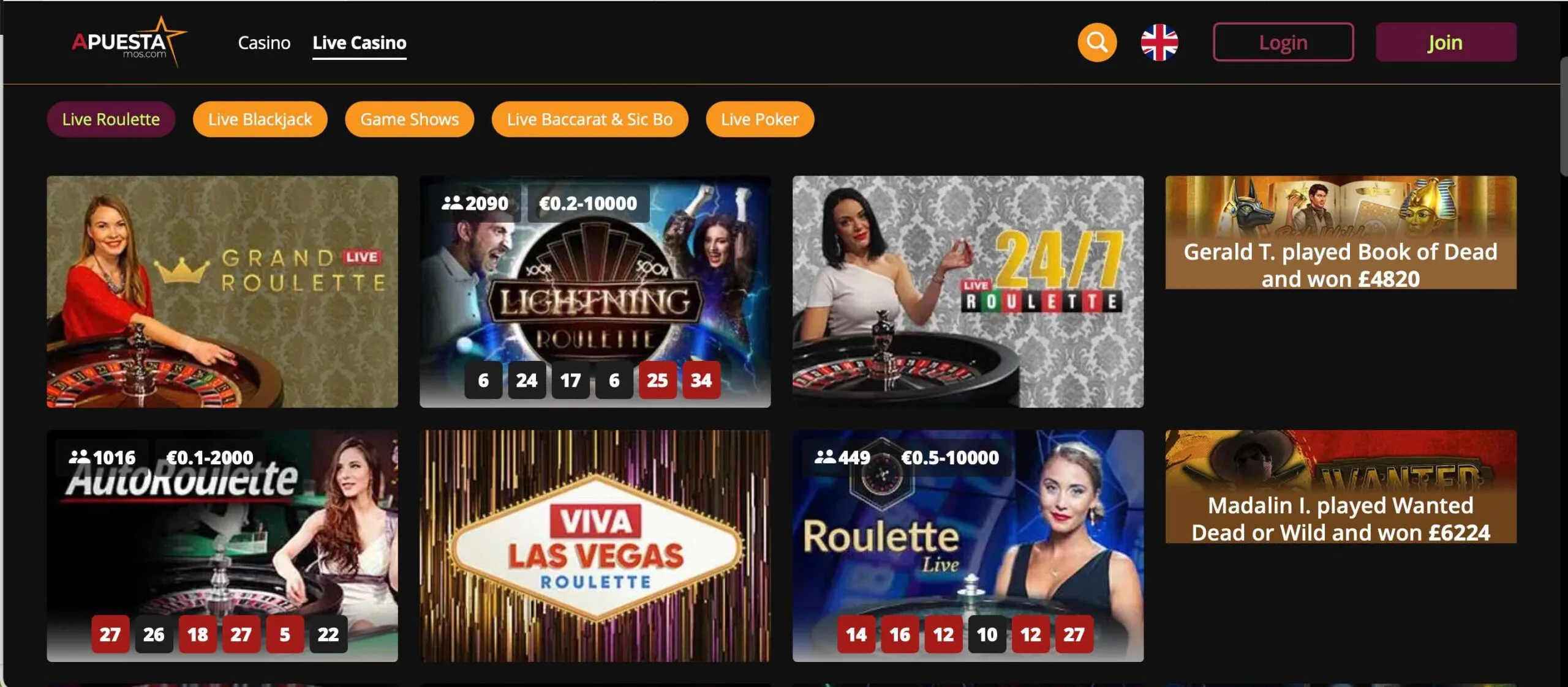 Apuestamos Casino Live Games
