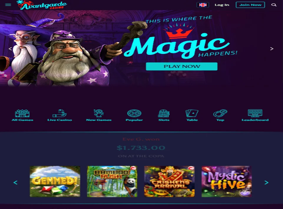 Avantgard Casino Tablet View