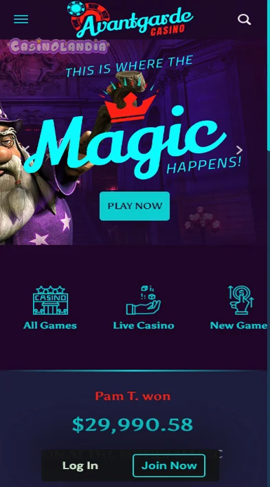 Avantgarde Casino Mobile View