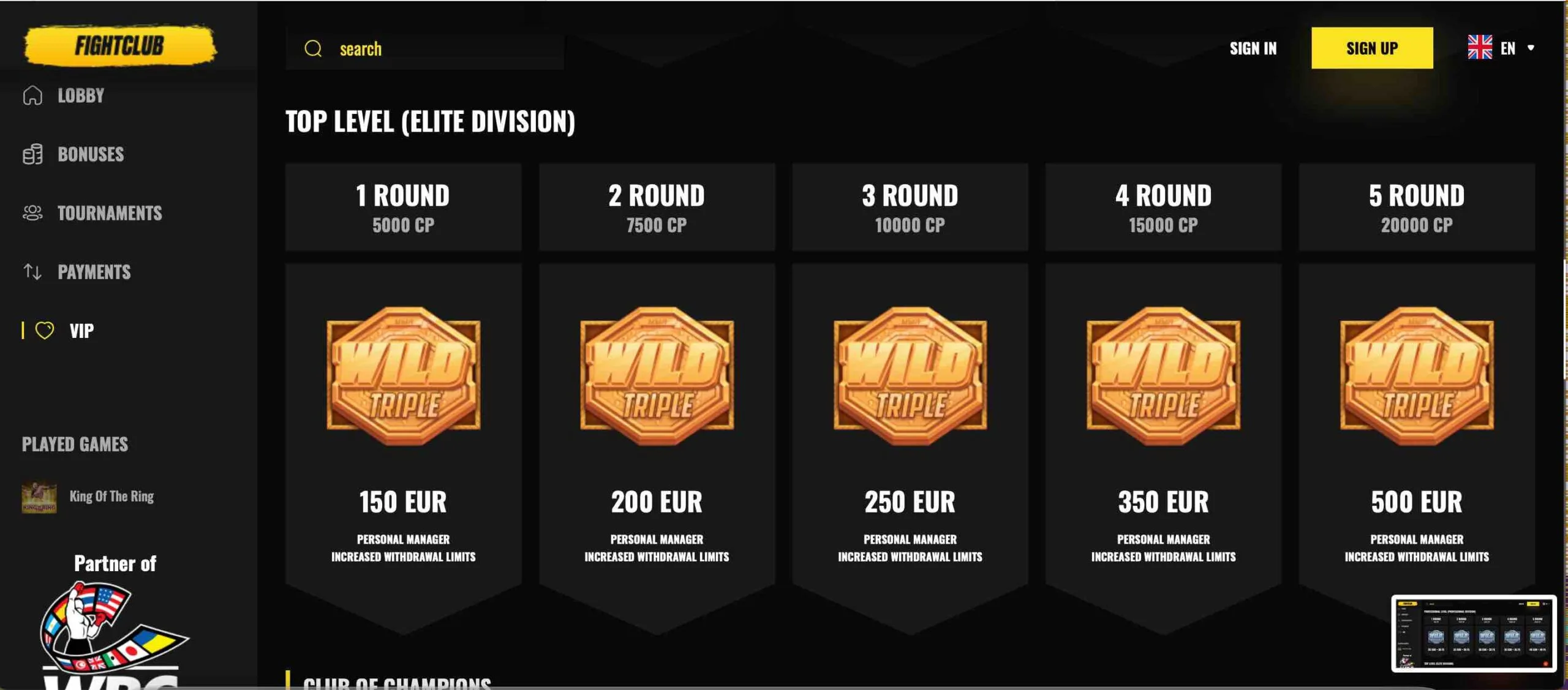 FightClub Casino VIP