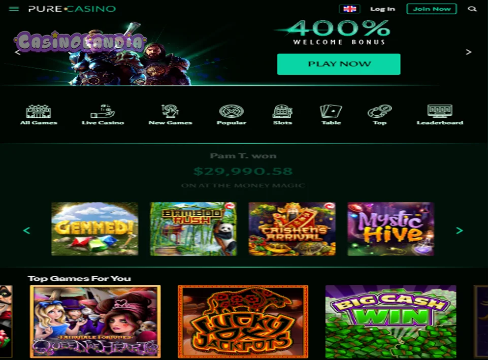 Pure Casino Tablet View Landscape