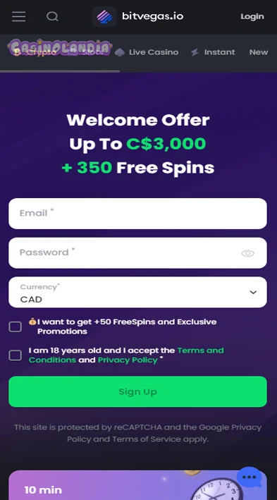 Vegas Casino Mobile View