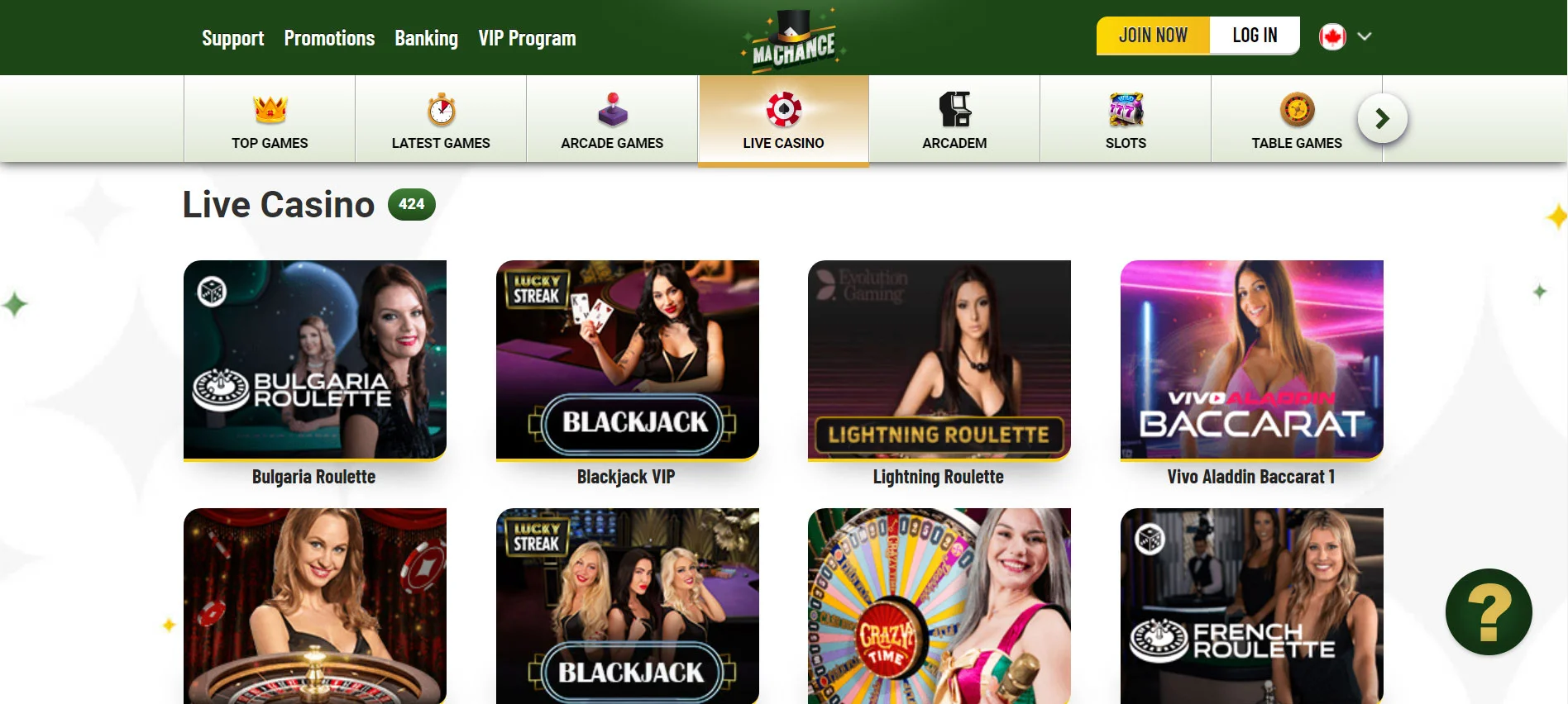 MaChance Casino Live Casino