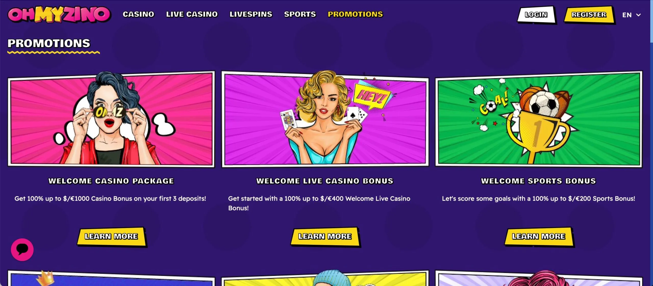 Ohmyzino Casino Bonuses