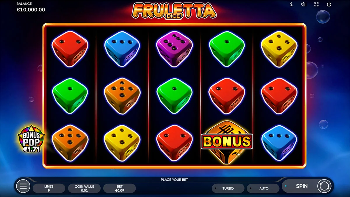 Fruletta Dice Homescreen
