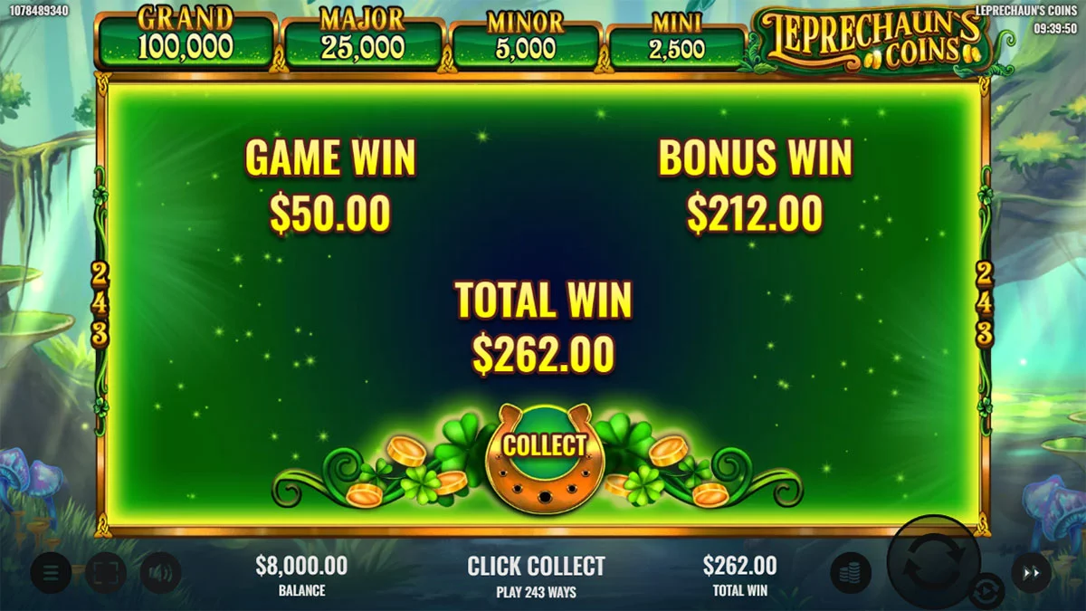 Leprechaun’s Coins Total Win