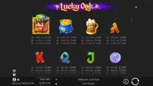 Lucky Oak paytable